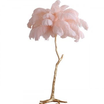 PEACOCK GLAMOR FEATHER FLOOR LAMP WITH GOLD STAND