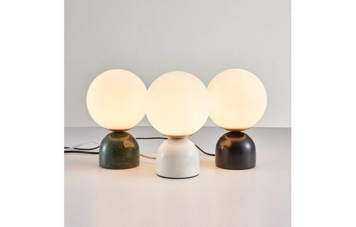 Demi Adroable Classic Marble Base, Grönö Table Lamp With Led Bulb Frosted Glass White