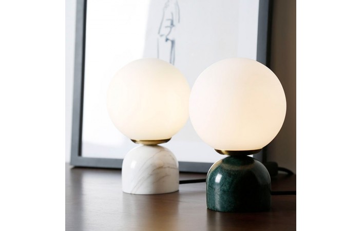 Demi Adroable Classic Marble Base, Grönö Table Lamp Frosted Glass White