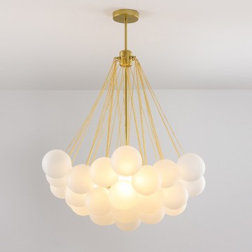 HONEYWELL NORDIC BUBBLE GLASS BALL LAMPSHADE LED CHANDELIER (GOLD/ BLACK)