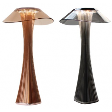 RUSSULA SLIM SLEEK ACRYLIC RECHARGEABLE DIMMABLE 3-COLOUR TABLE LAMP (PEARL BLACK/ ROSE GOLD)