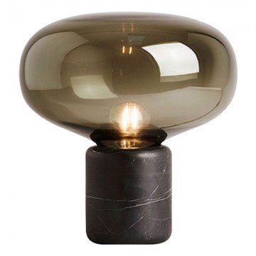 SIGMA DESIGNER INSPIRED BLOATED GLASS SHADE MARBLE BASE TABLE LIGHT (SMOKED ASH/ AMBER)