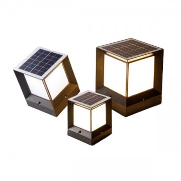 YVES SOLAR POWERED CUBE SQUARE BOLLARD WITH SCRATCH-PROOF DIFFUSER (4 SIZES)