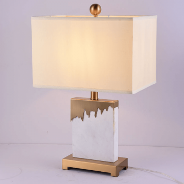 ALEXIA DIVINE WHITE MARBLE FABRIC LAMPSHADE TABLE LAMP